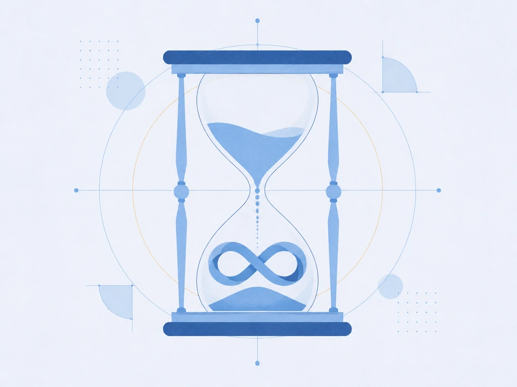 Flat illustration of an hourglass with an infinity symbol, illustrating that a Life in the UK test pass never expires