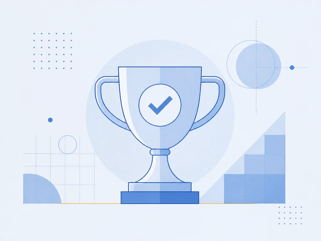 Flat illustration of a trophy with a checkmark, illustrating tips to pass the Life in the UK test