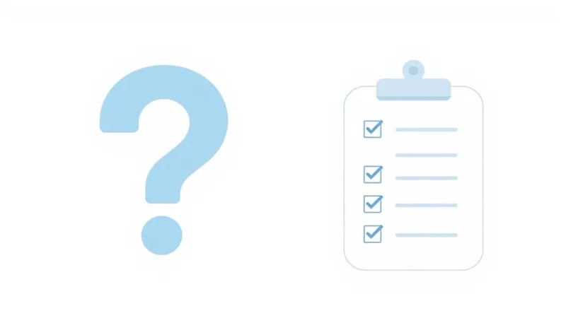 Flat illustration of a question mark beside a checklist clipboard, illustrating whether the Life in the UK test is necessary