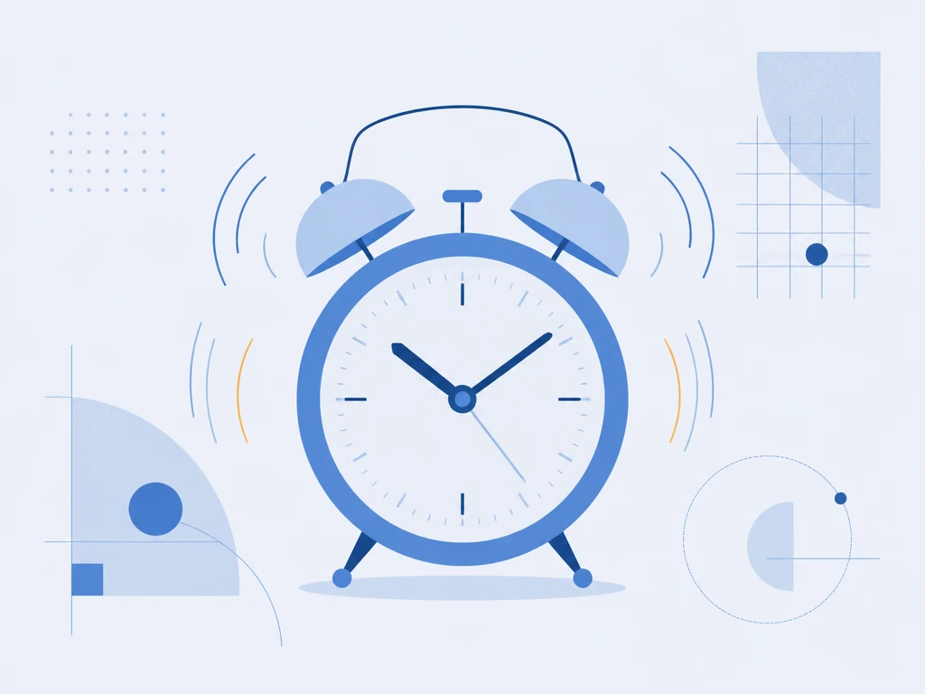 Flat illustration of a ringing alarm clock, illustrating last minute Life in the UK test revision