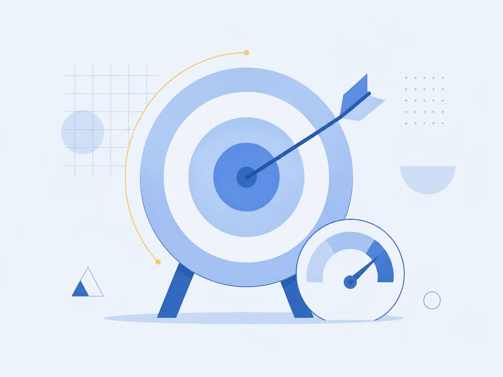 Flat illustration of a target with an arrow in the centre, illustrating the Life in the UK test pass mark