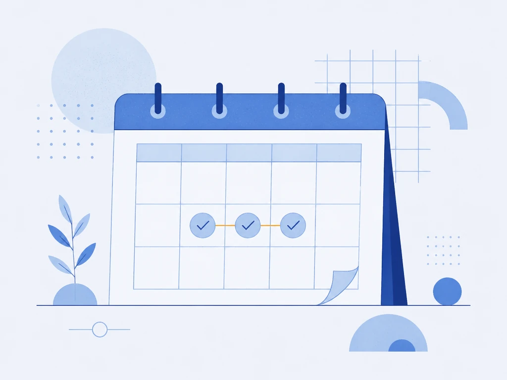 Flat illustration of a calendar marking three days, illustrating a 3-day last minute study plan
